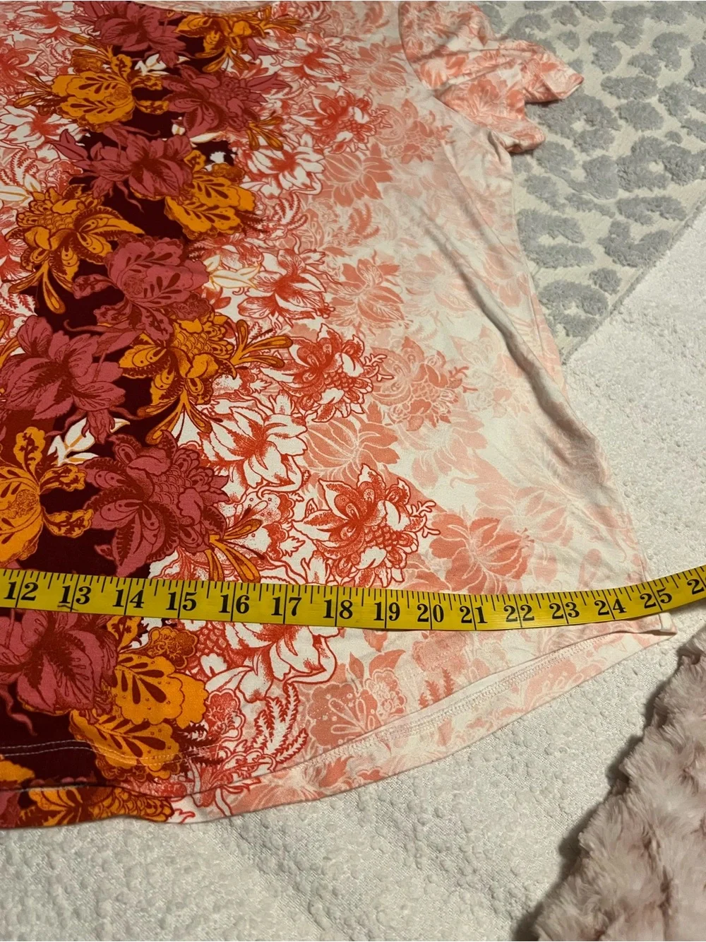 JM Collection Coral Floral Scoop-Neck Top with Mustard Center Panel - Picture 5 of 6